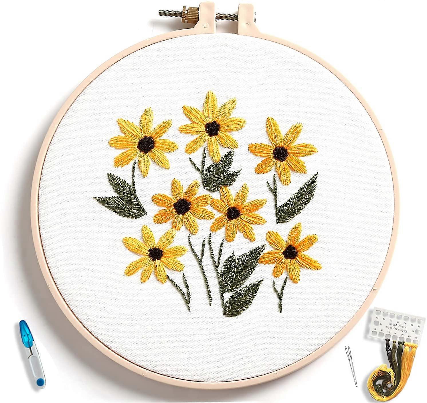 Beginner-Friendly Pre-Designed Embroidery Kit With Adjustable Hoop