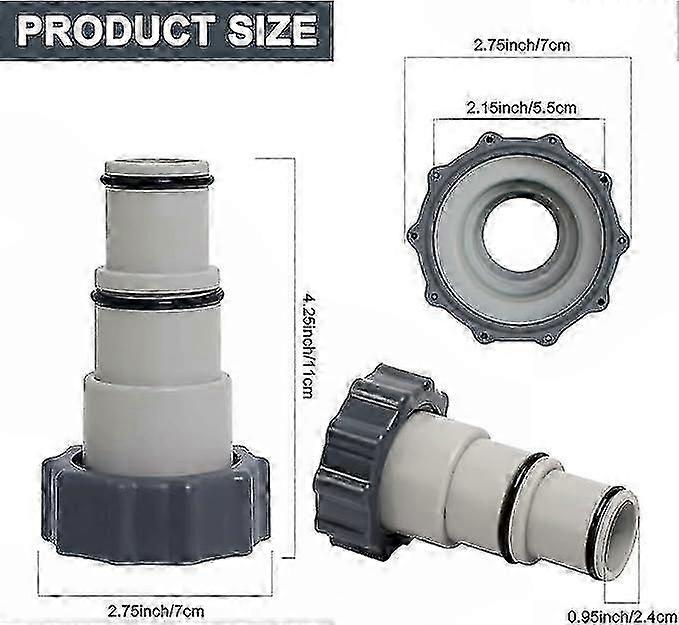 Replacement 2-Piece Swimming Pool Pump Fitting Hose Adapter, 38mm