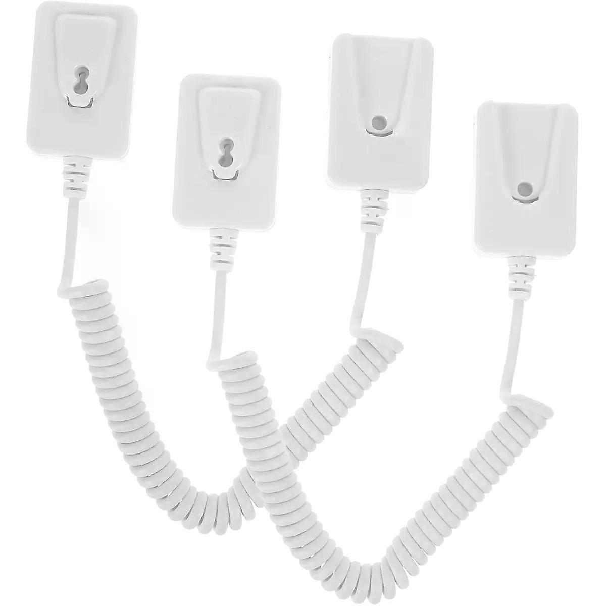 2pcs Remote Control Security Cable Lock with Hooks, White Plastic