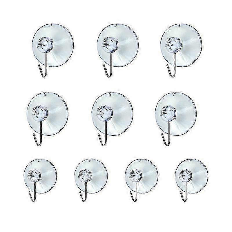 10 Windows Transparent Suction Cup Hook Clothes Jacket Metal Hook Hy