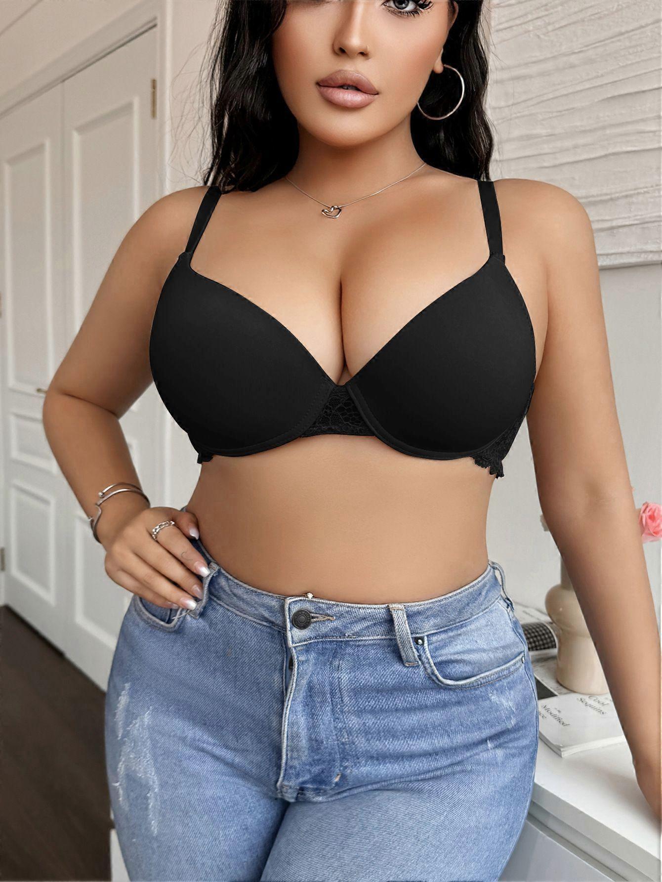 Large size Tk simple lace smooth surface gathering comfortable bra