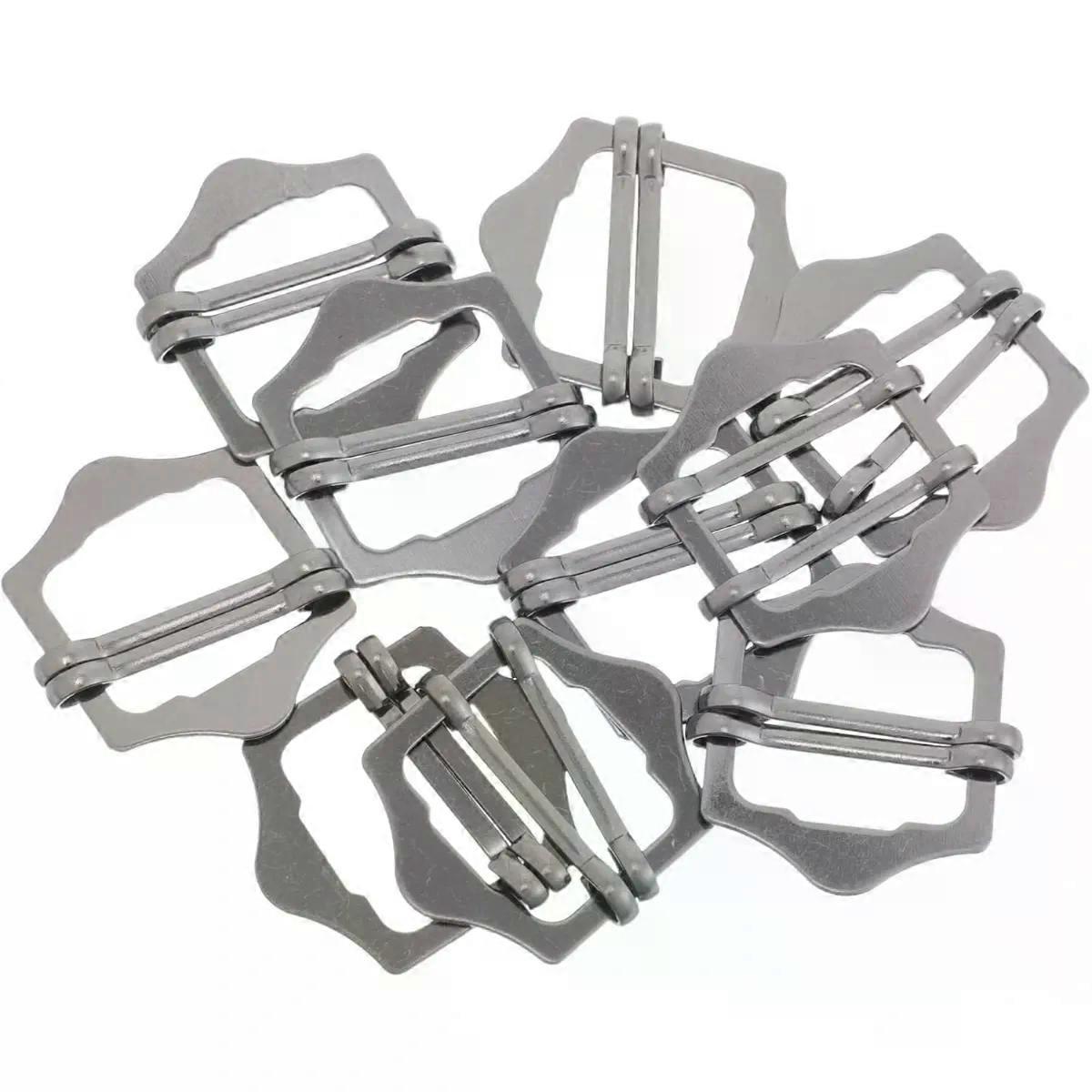 10pcs Metal Waistcoat Belt Buckle Adjustable Rectangular Strap Slider