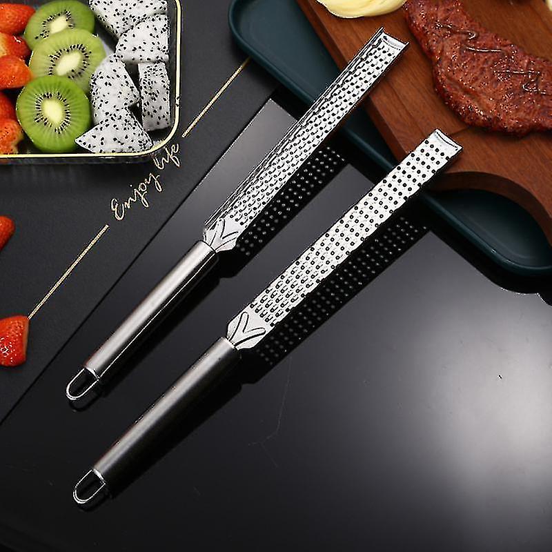 1pcs Lemon Slicer Multifunctional 430 Stainless Steel Cheese Gouging Cheese Graters Random Color Non-slip Handle Tooth Shapes