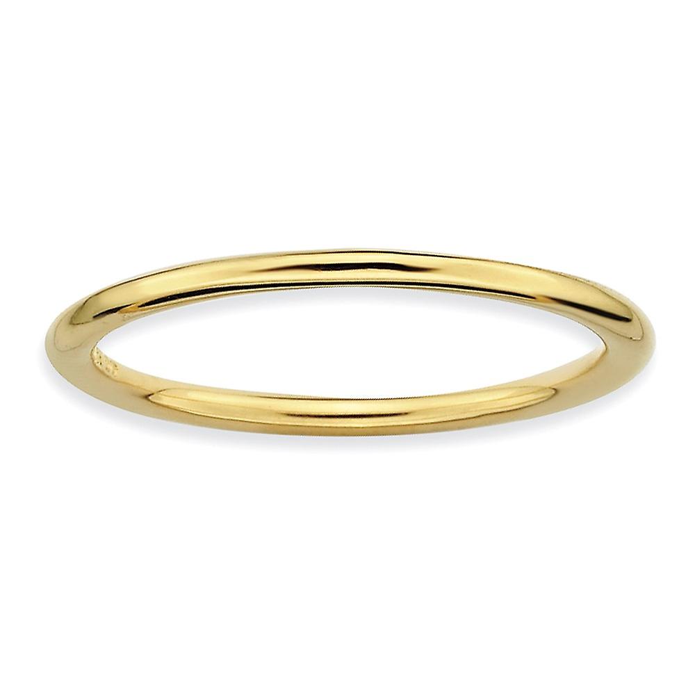 925 Sterling Silver Stackable Gold Plated Polished Ring Stackable Ring for Women - Ring Size: 5 to 10
