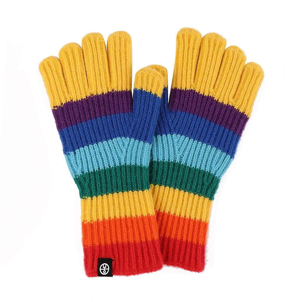 Colorful Stripe Gloves Cute Touchscreen Mittens Stage-Performance Gloves