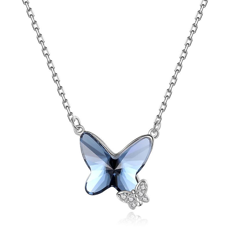 S925 Sterling Silver Butterfly Gemstone Necklace