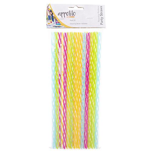 RAINBOW Appetito Reusable Party Straws With Brush 24pcs Environmentally Friendly