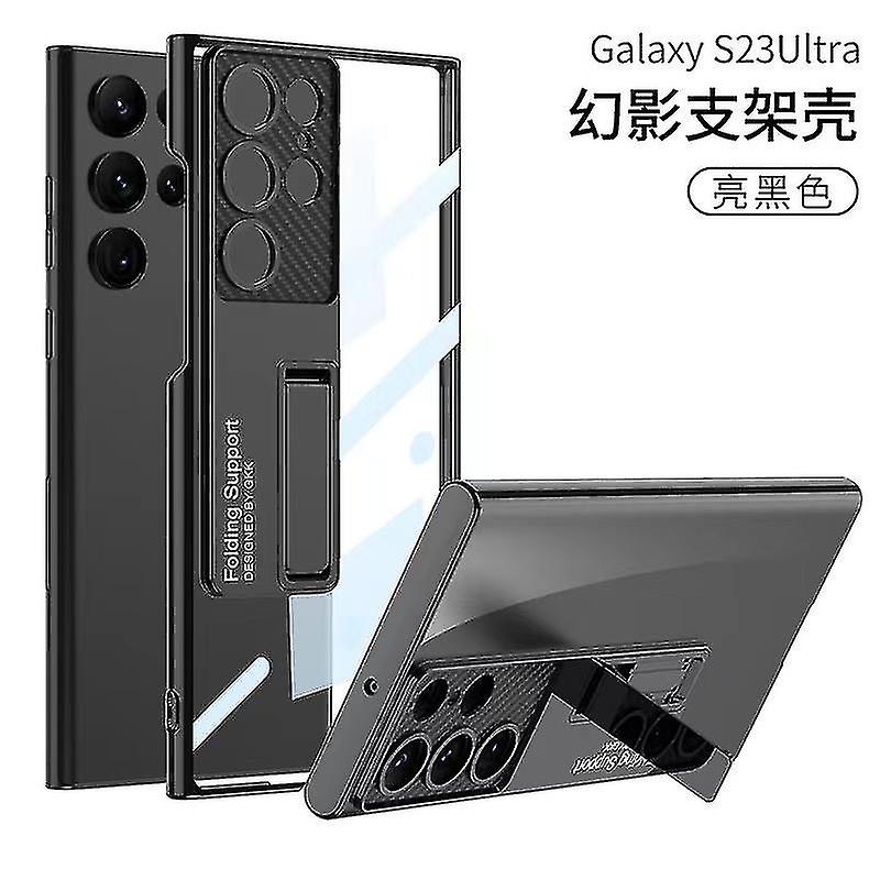 Plating Clear Case Compatible Samsung Galaxy S23 Ultra/ S23+/ S23 With Holder Stand Adjustable Shockproof