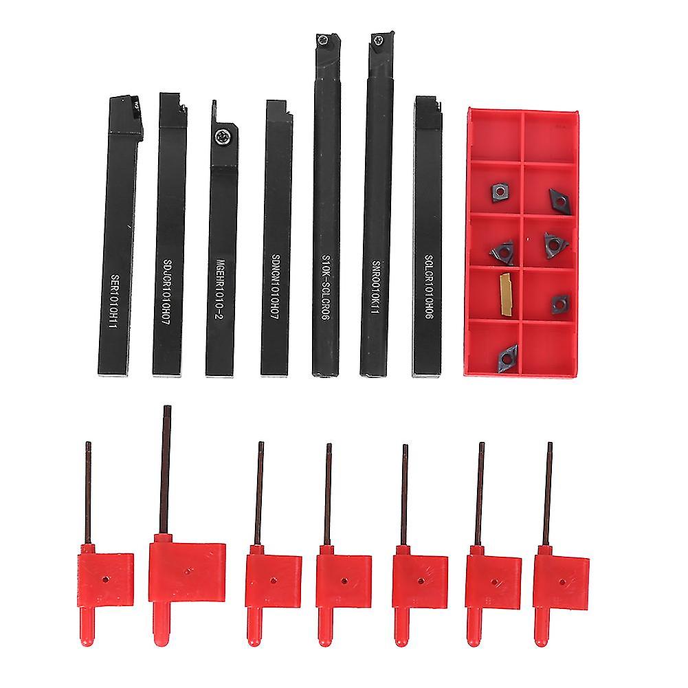 7Pcs Cnc Arbor + Wrench + Purple Black Layer Blade Turning Tool Hardware Accessory 42cr