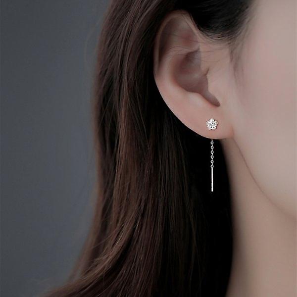 Women earring girl stud ear Drop Minimalist Long Tassel Drop Black Gold Geometric Square Hanging Ear