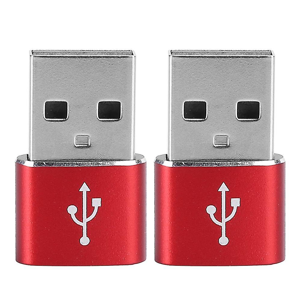 2PCS Aluminium Alloy TypeC to USB Adapter for Charging Synchronization Data Transmission(Red )