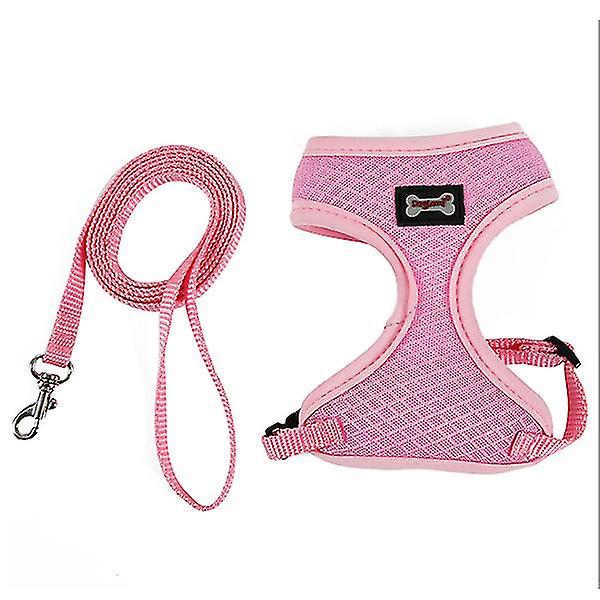 ピンクメッシュペットハーネス猫ハーネスセット猫子猫ウォーキングリーシュ&ハーネスAz1327