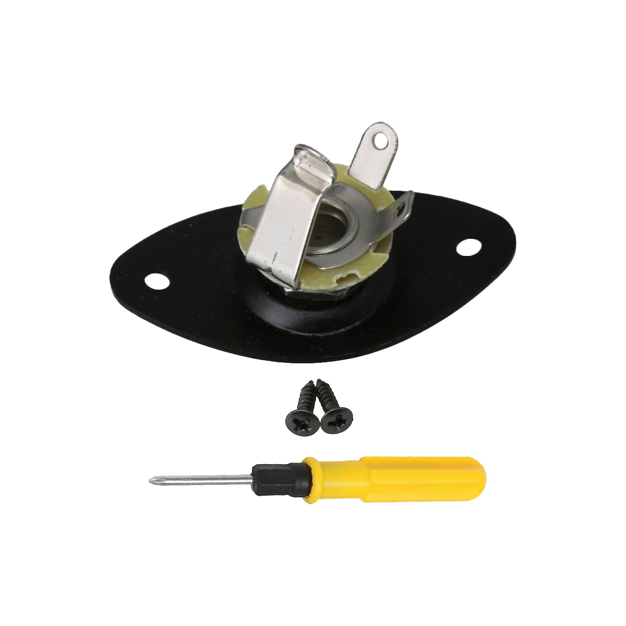 Electric Guitars Socket Jack Plate 1/4 Inch Black w/ Screwdriver Set