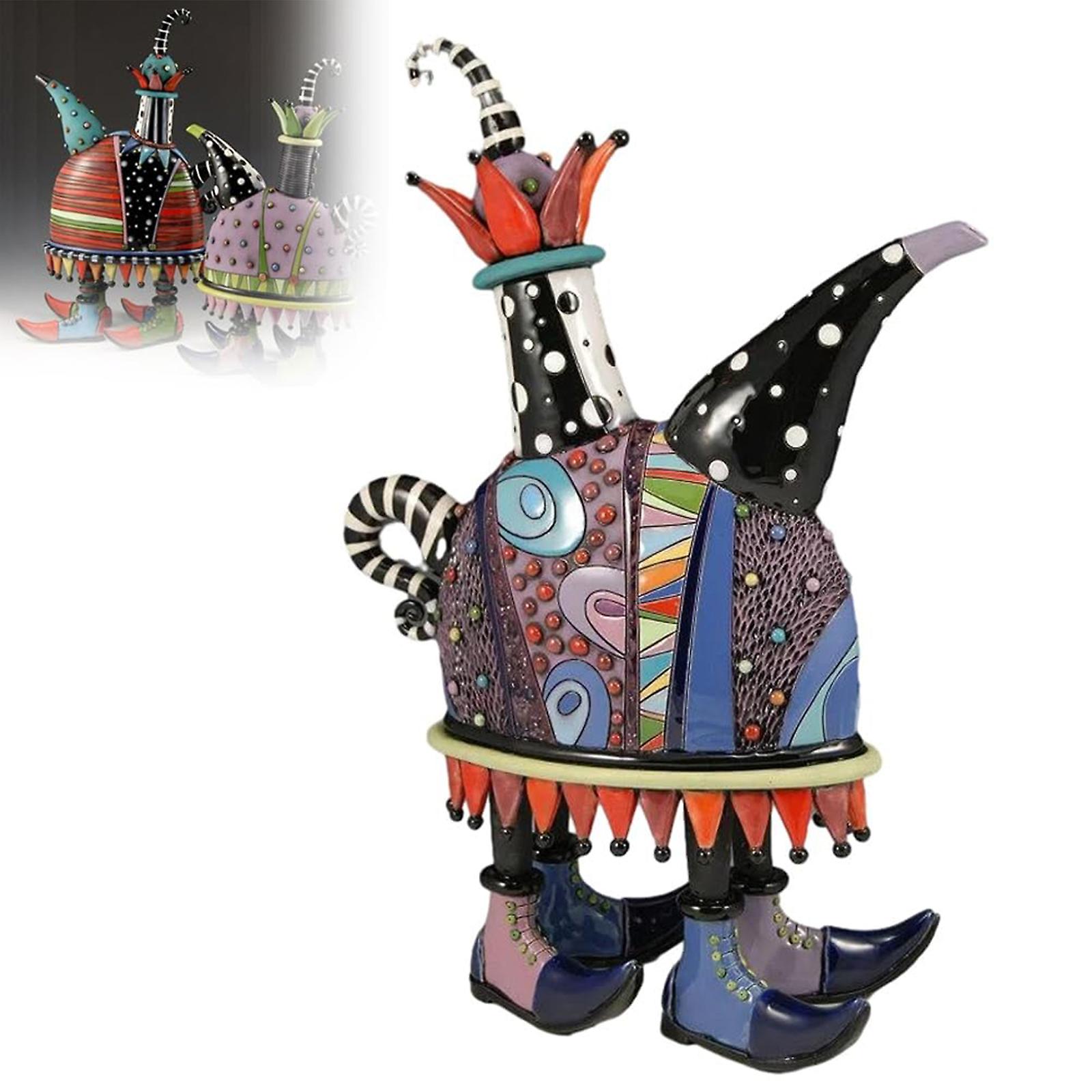 Kleurrijke creatieve theepot decoratie kunstwerk