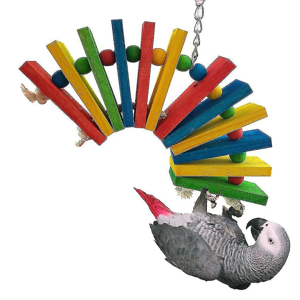 Bird Toys Parrot Color Wooden Block Nibbling Toy