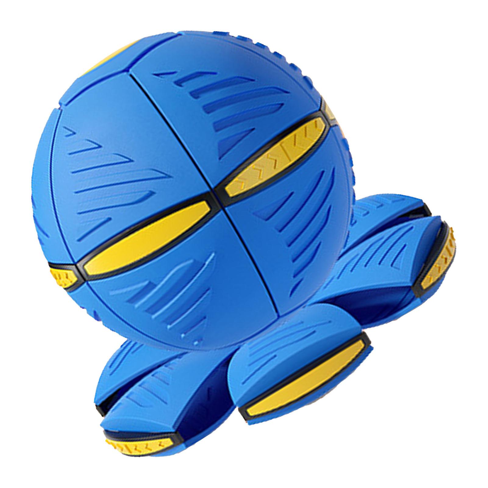 Flying Saucer Ball Magic Deformation Ball with Light Decompression Flying Flat Throw Disc Balls Parent Child Interactive Toy with Light Blue 