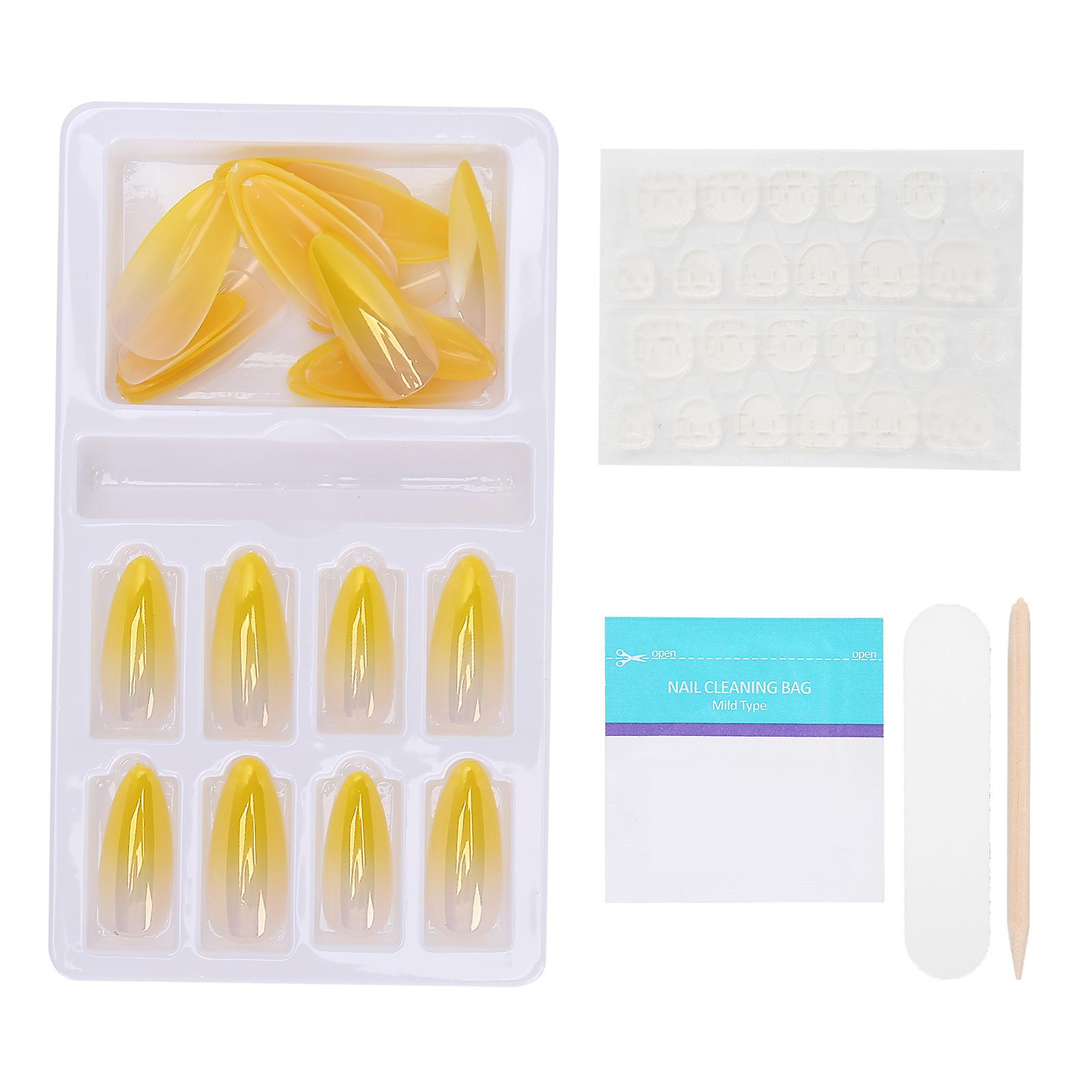 Gradient Pointed Fake Nails Tips Set Colored Full Cover False Nails with Nail FileF745-18