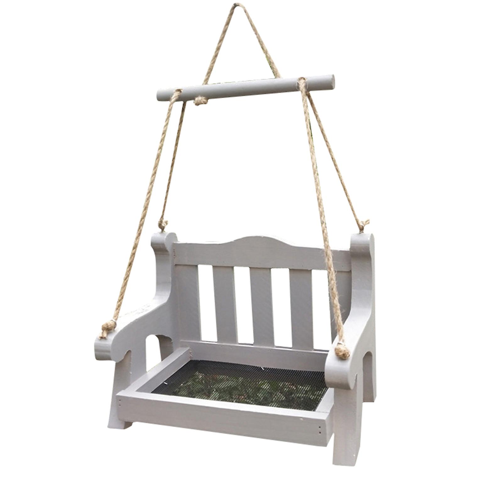 Wooden Animals Feeder with Swing Chair Shaped Durable Washable Unique Suit for Outdoor Courtyard Yard Garden