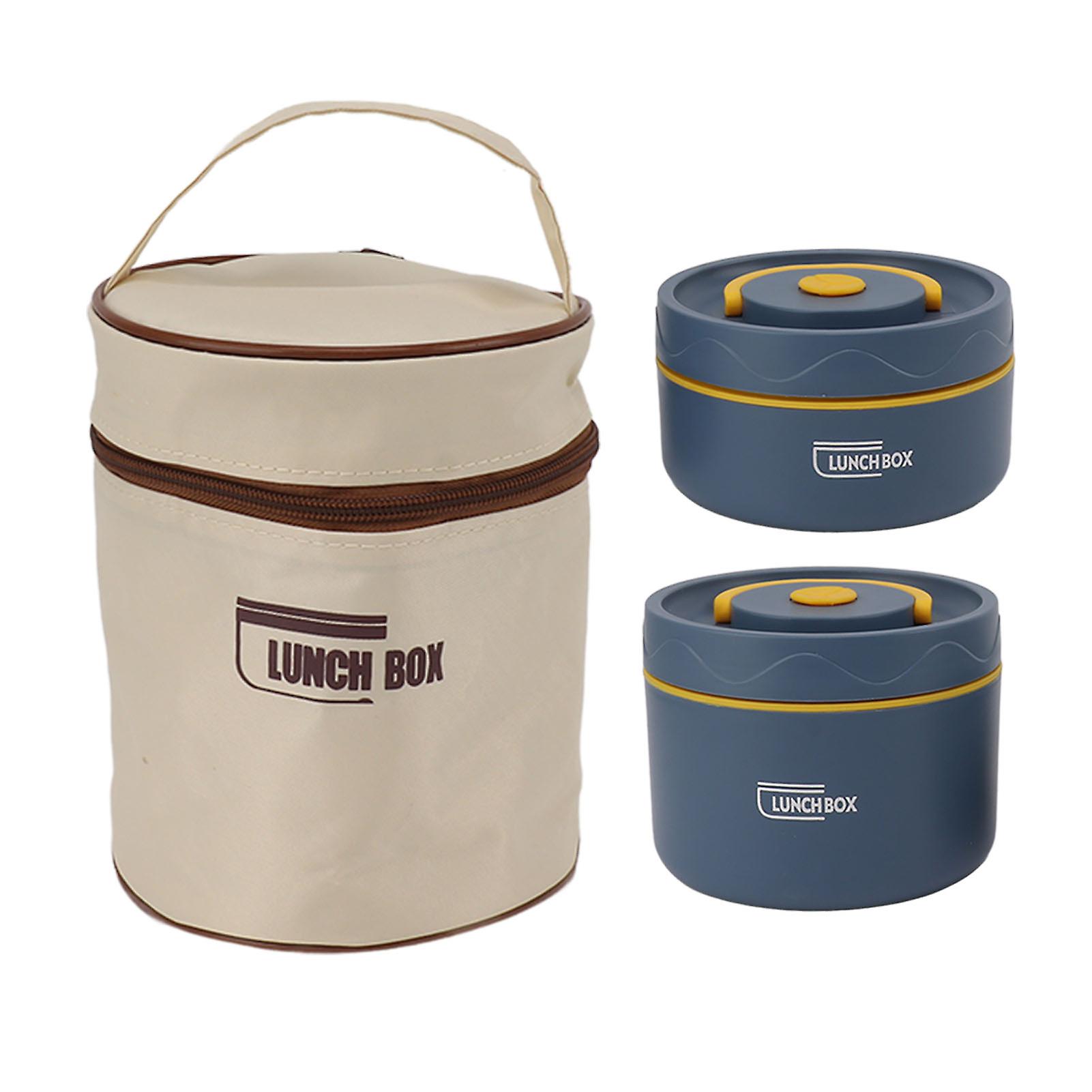 Bento Lunch Box Round with Lid Bag Leakage Proof Stainless Steel Safe Large Capacity Easy Clean Lunch Container for Office 2 Insulated Box