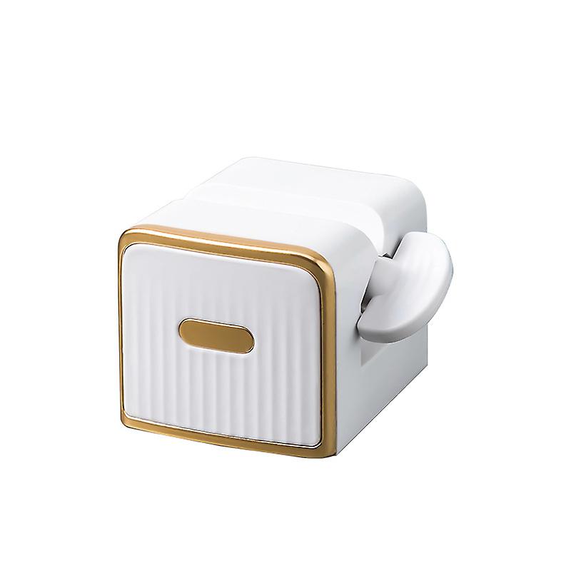 Toothpaste Squeezer, Wall Mounted Toothpaste Dispenser, Roller Tube Toothpaste Holder for Bathroom, Toothpaste Holder Keeps Cleanser, Cream (White)