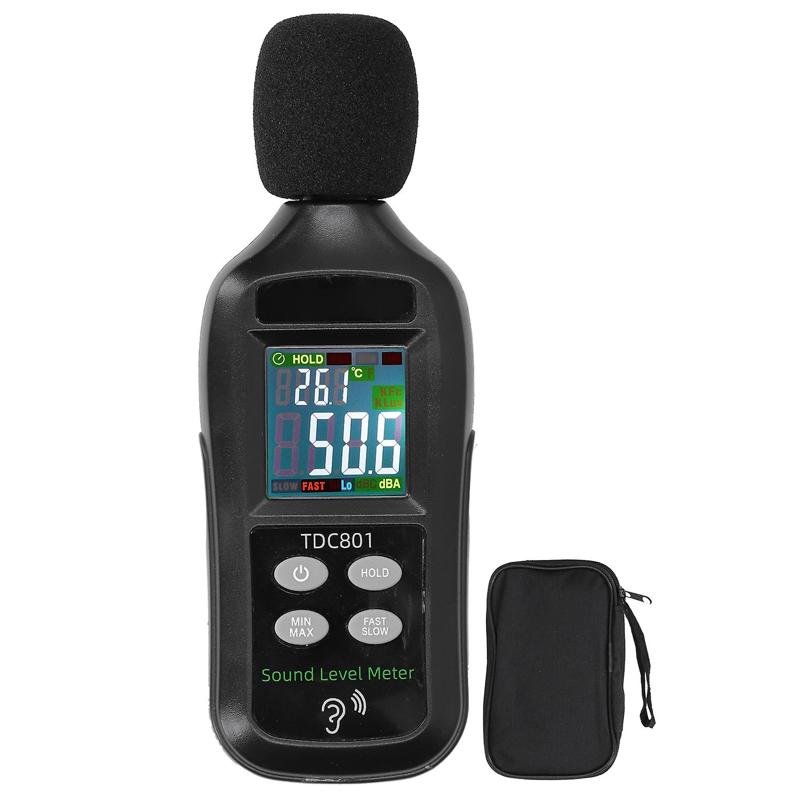 Digital Sound Level Meter TDC801 LCD Display, Noise Decibel Tester 35dB to 135dB for Home Office Industrial Use