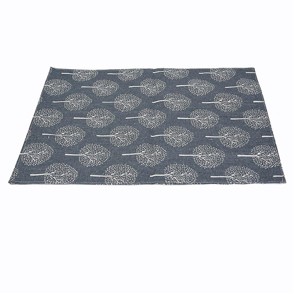 Rustic Tree Pattern Table Cushion Cotton Linen Washable Floral Tree Dark Grey 12*72in