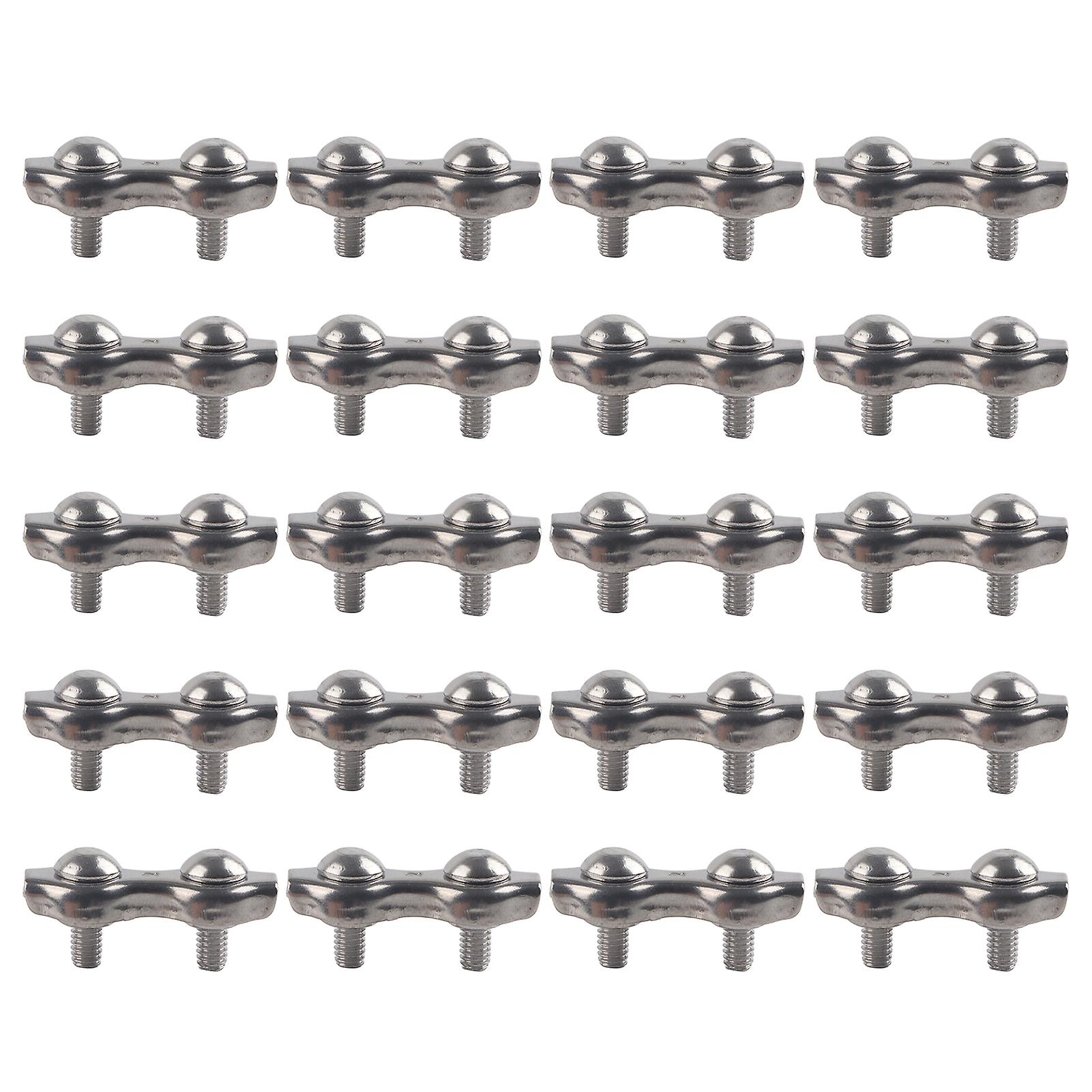 Wire Rope Clips Stainless Steel Cable Clamps Simple Grip Caliper Duplex Locking Device20Pcs M2
