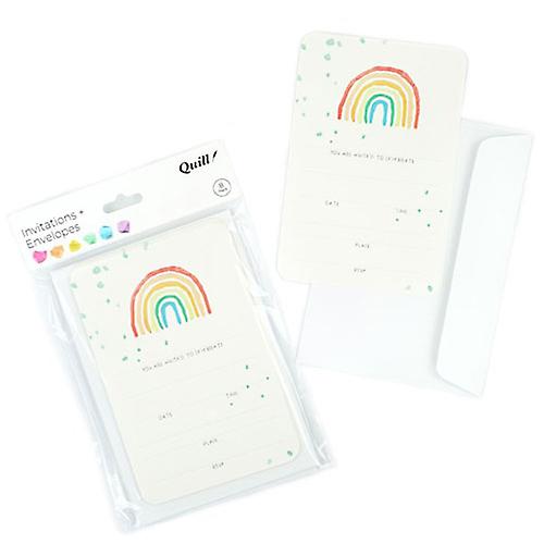 RAINBOW 羽毛笔 高品质彩色派对邀请卡和信封 8 包