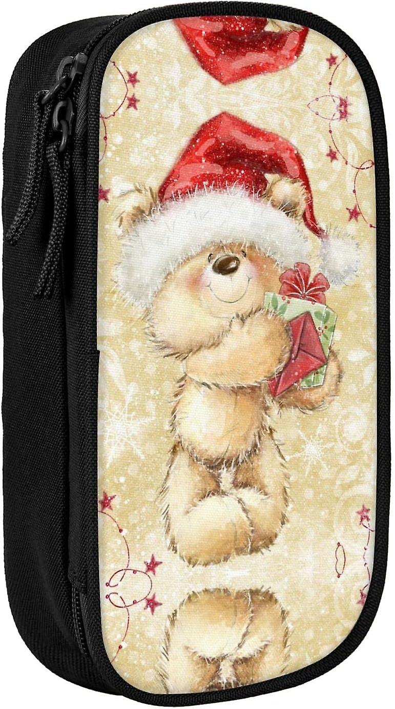 AQ513 Prezent Święty Mikołaj i Wesołych Świąt Drukowany piórnik o dużej pojemności, Trwały woreczek na piórniki, Organizer na piórniki, dla mężczyzn i kobiet