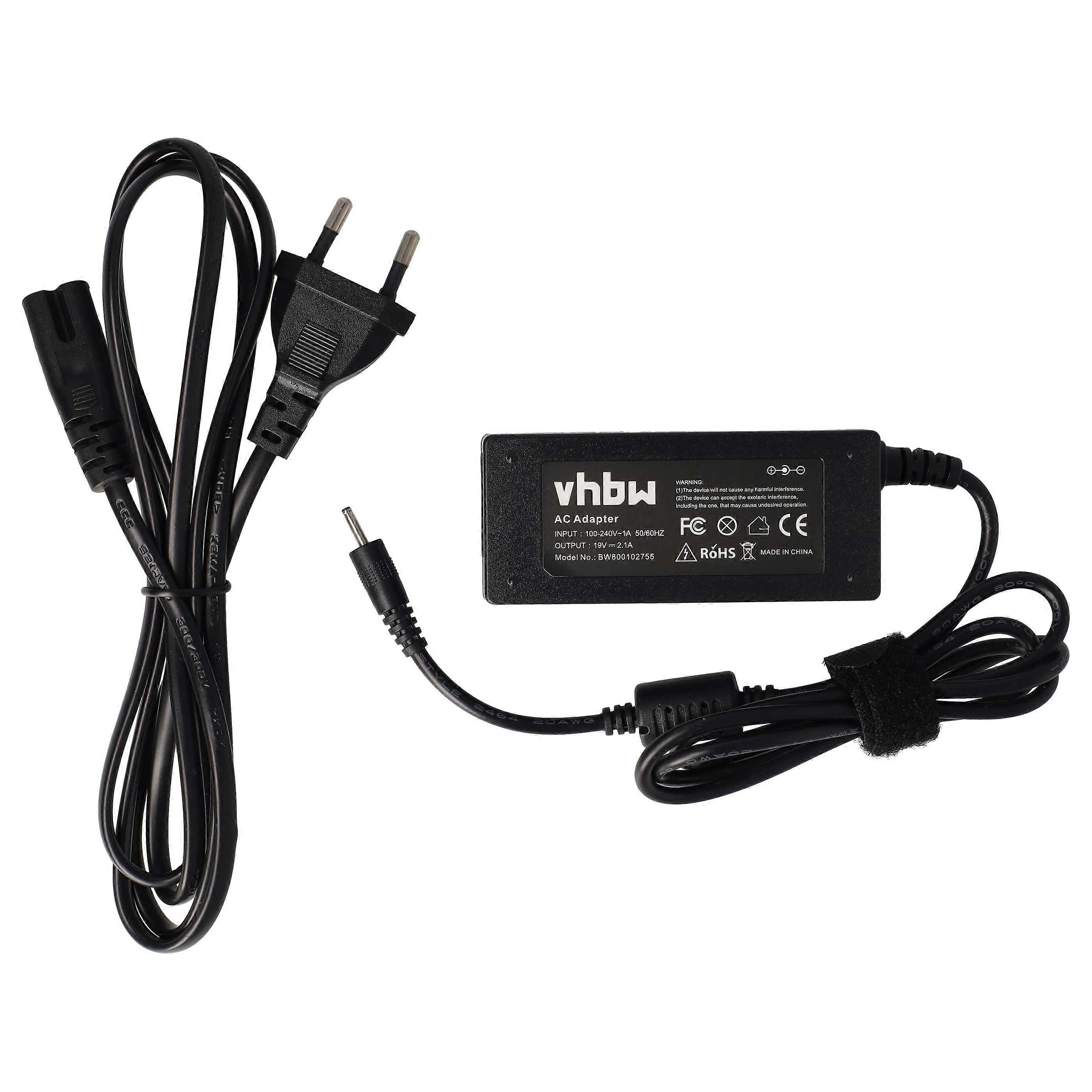 vhbw Netzteil kompatibel mit Asus Eee PC 1005PE, 1008HA, 1011BX, 1005P, 1011C, 1008, 1011CX, 1011B, 1008P, 1005HR, 1005PR Notebook - 200 cm, 40 W