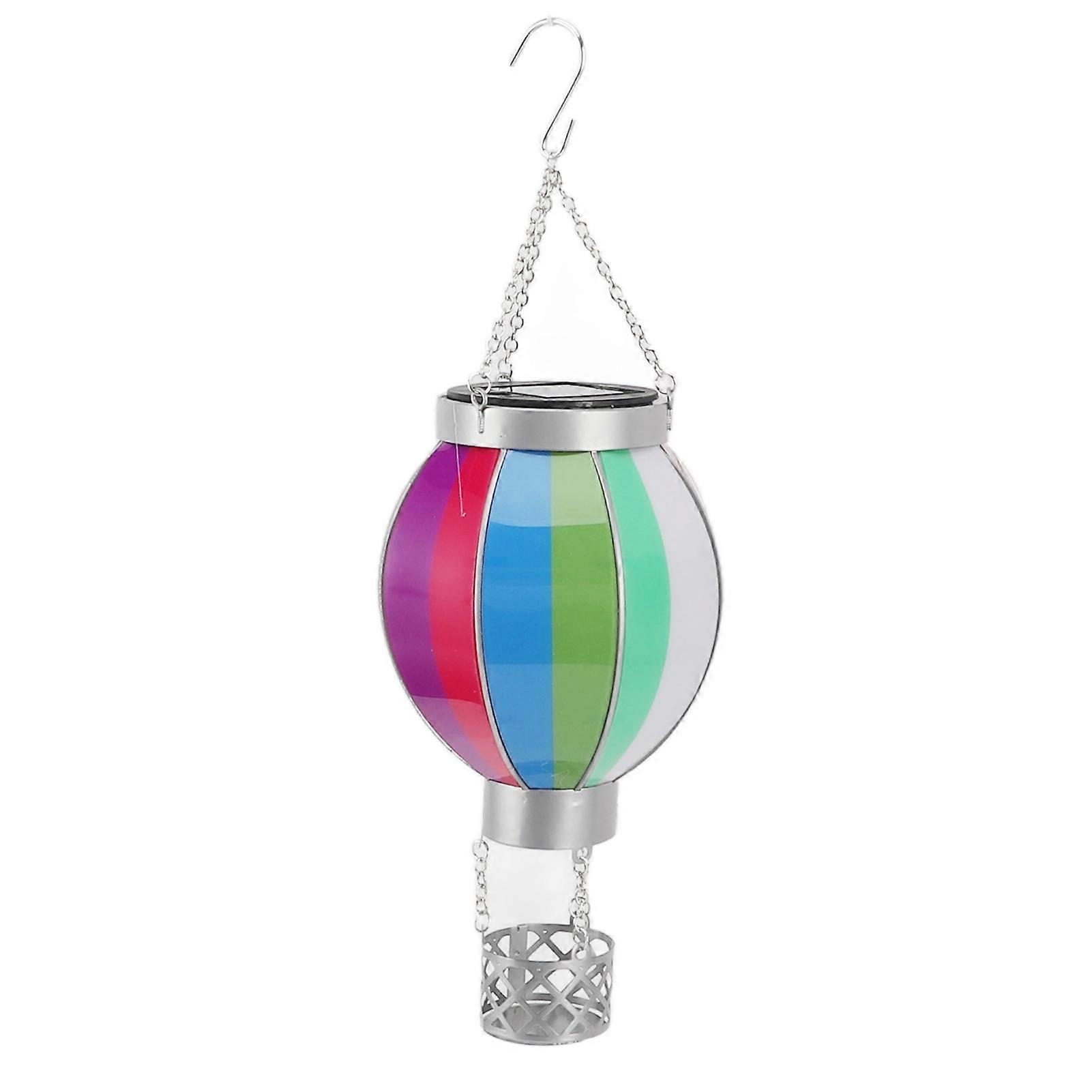 600mAh Solar Hot Air Balloon Lantern, Rainbow Color, Auto On/Off, Warm Light, Outdoor Hanging Lighting for Patio, Garden, Porch