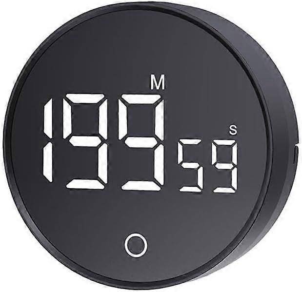 Digital timer för kök, LED-display, magnetisk nedräkningstimer, tyst rund timer för klassrum 3,25" svart 1 st