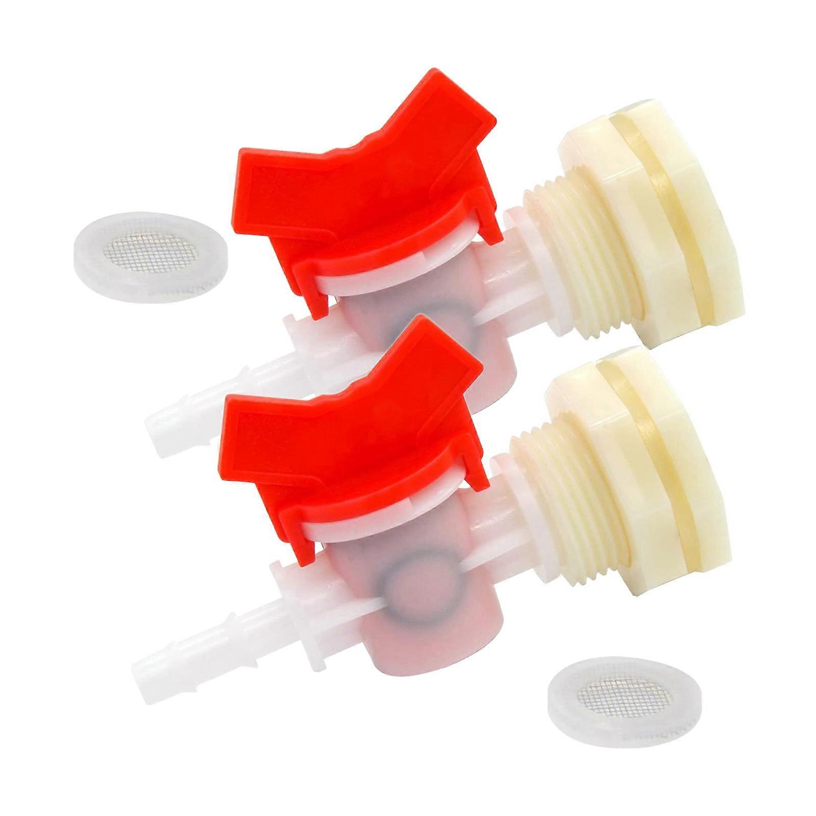 2Pcs Rabbit Watering Bucket Connector Kit Bulkhead Fitting Barb Ball Valve Mesh Washer Drinking System Connector for 5/16" ID Hose Connector