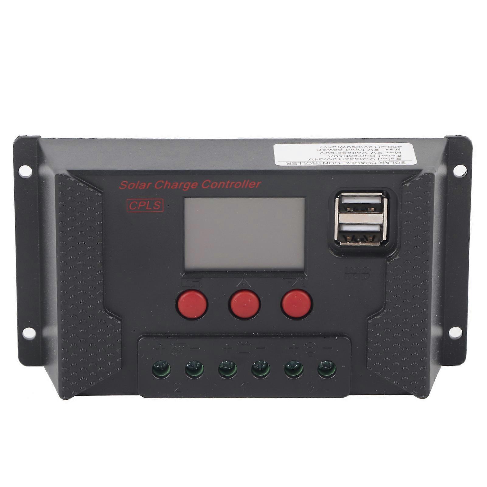 40a Solar Panel Charge Controller Portable 12v 24v Pwm Auto Battery Charging Regulator