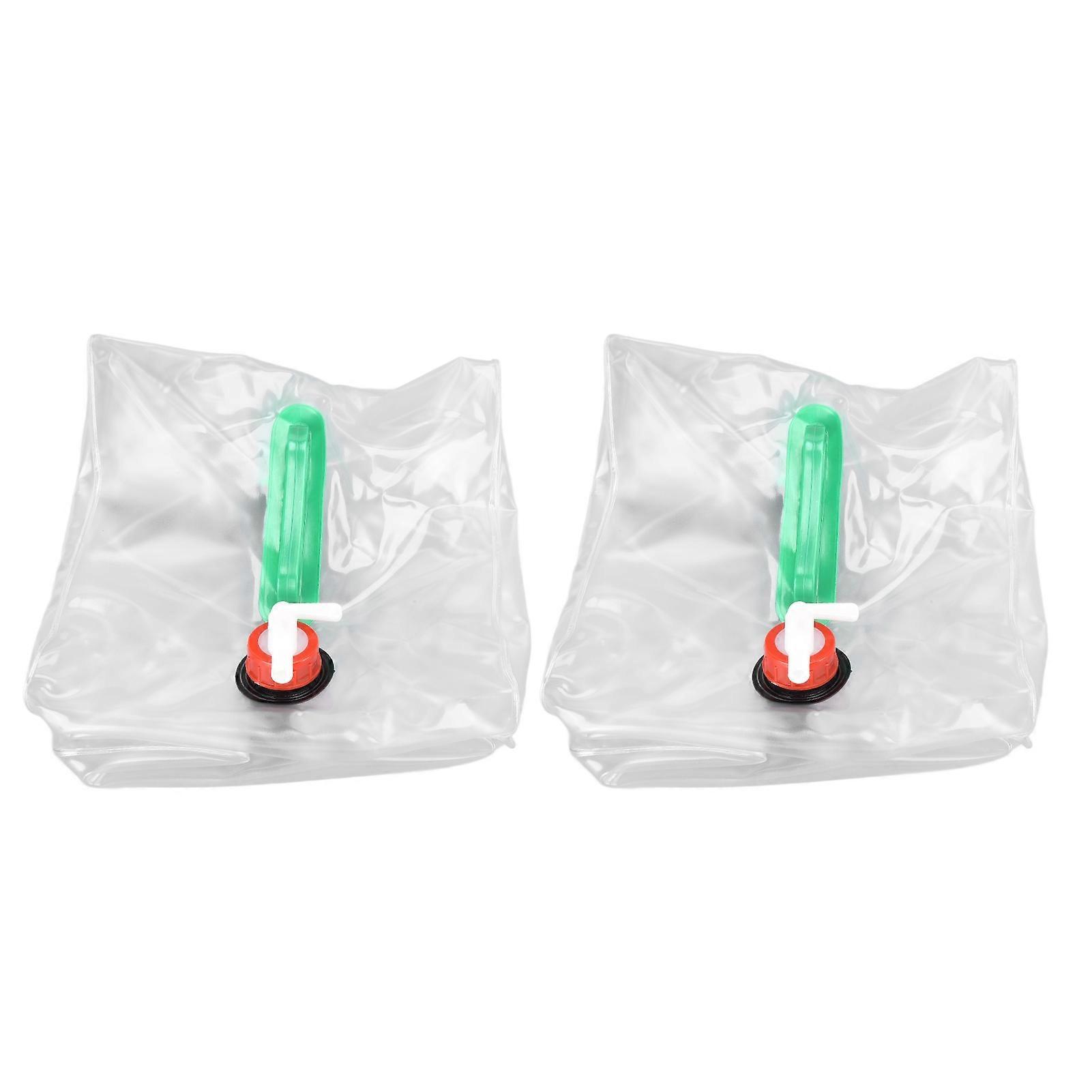 2Pcs 20L Folding Water Bucket PVC Portable Transparent Water Container with Spigot for Camping Hiking