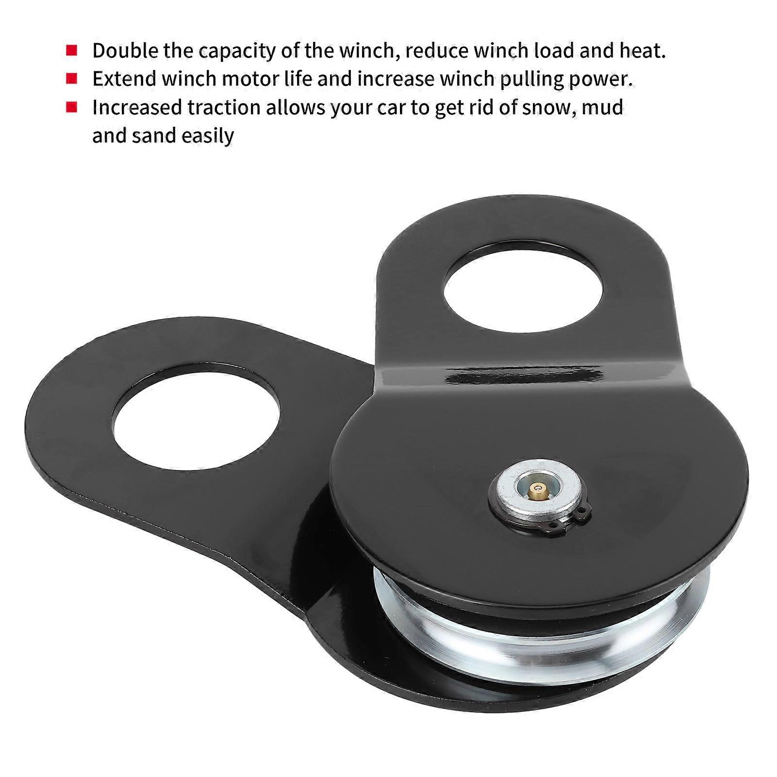 8 Tons/17637lb Snatch Block Pulley Recovery Double Winch Capacity Vehicle Tool Accessories
