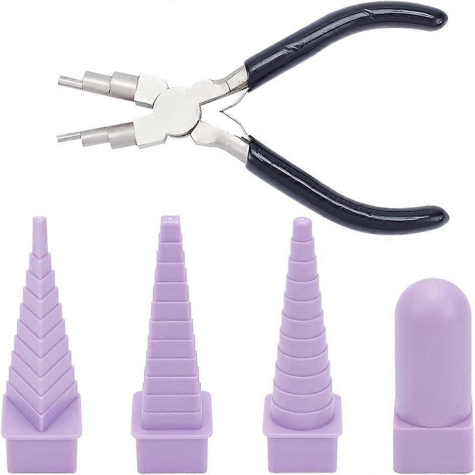 1pc Bail Making Pliers 6-in-1 Nose Pliers 5.9 Jewelry Pliers with 1 Set Jewelry Forming Mandrel Round Triangle Square Wrapping Tools for Jump Rings Lo