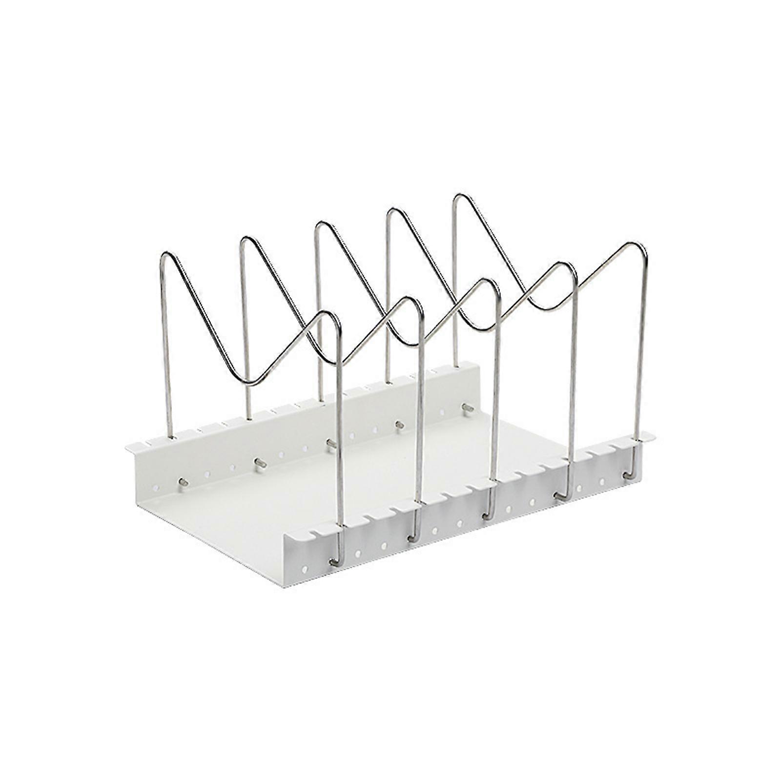 Vertical Separate Pot Lid Storage Rack Kitchen Pot and Dish Rack Desktop Drainage Dish Storage Countertop Multi-purpose Shelf
