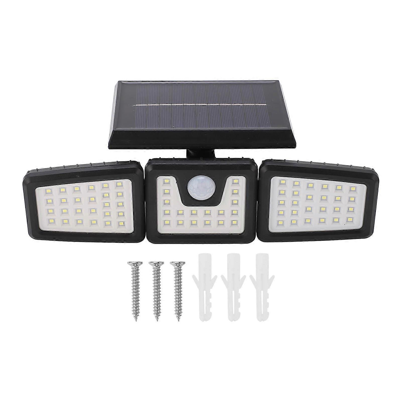 Outdoor Motion Sensor Light Solar Powered 3 Adjustable Heads IP65 Waterproof Wide Angle Flood