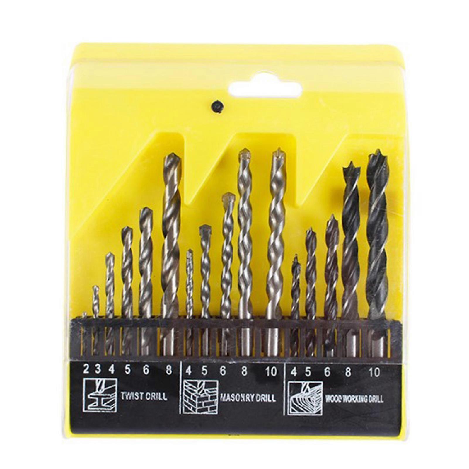 16 Pcs Bohrer Set HSS Hohe Härte Scharf Twist Mauerwerk Holzbearbeitung Bohrer Bits Combo