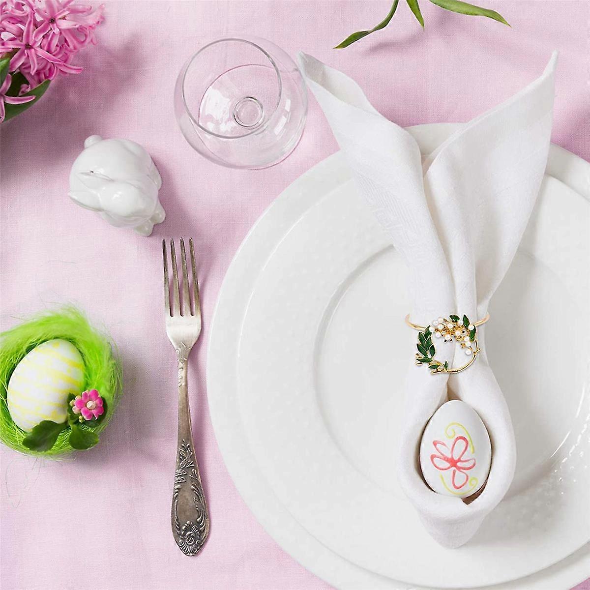 Napkin Ring Flower Napkin Rings Set of 18 Metal Napkin Holder for Wedding Party Dinner Table Decora
