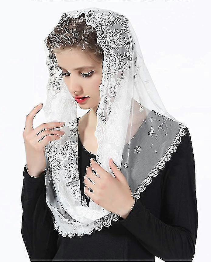 Floral Lace Veils Head Covering Latin Mass Mantilla Veils Short Scarf For Bridal Women