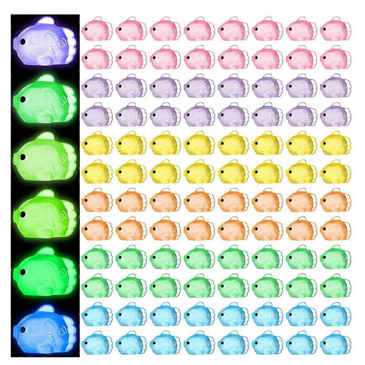 120 Pcs Mini Glow Fish Miniature Statue Cute Tiny Resin Flatfish Figure for Miniature Landscape Flo