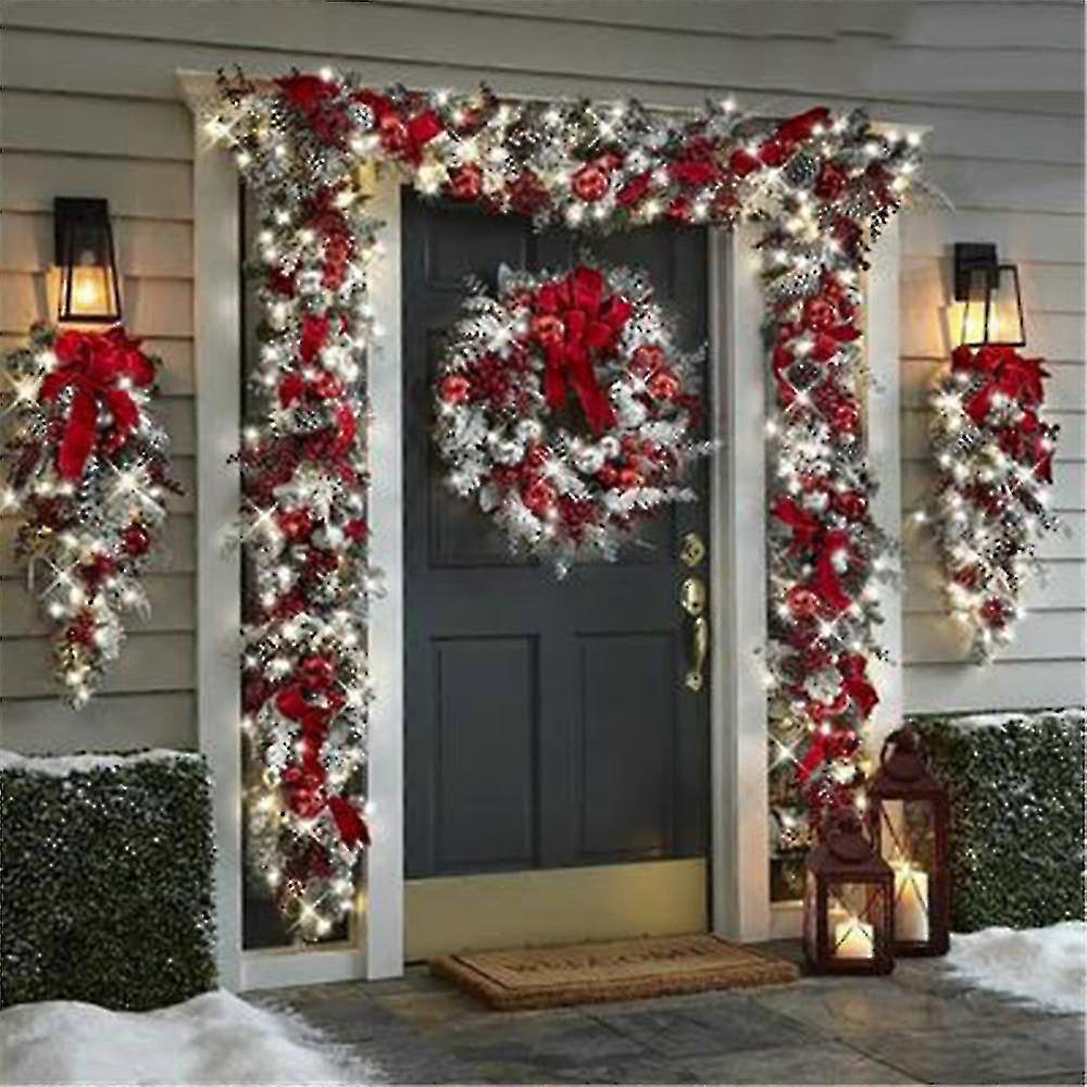 Christmas Red Flocking Garland Christmas Ornament Artificial Wreath