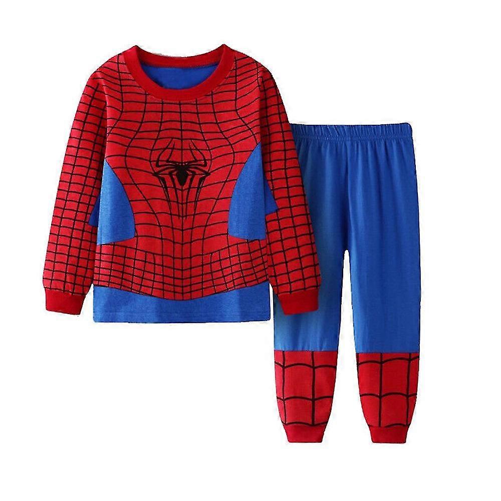 Barn Barn Pojkar Spider-man Superhjälte Tryck Pyjamas Outfits Långärmad T-shirt Bekväm Jogger Byxor Set Sovkläder