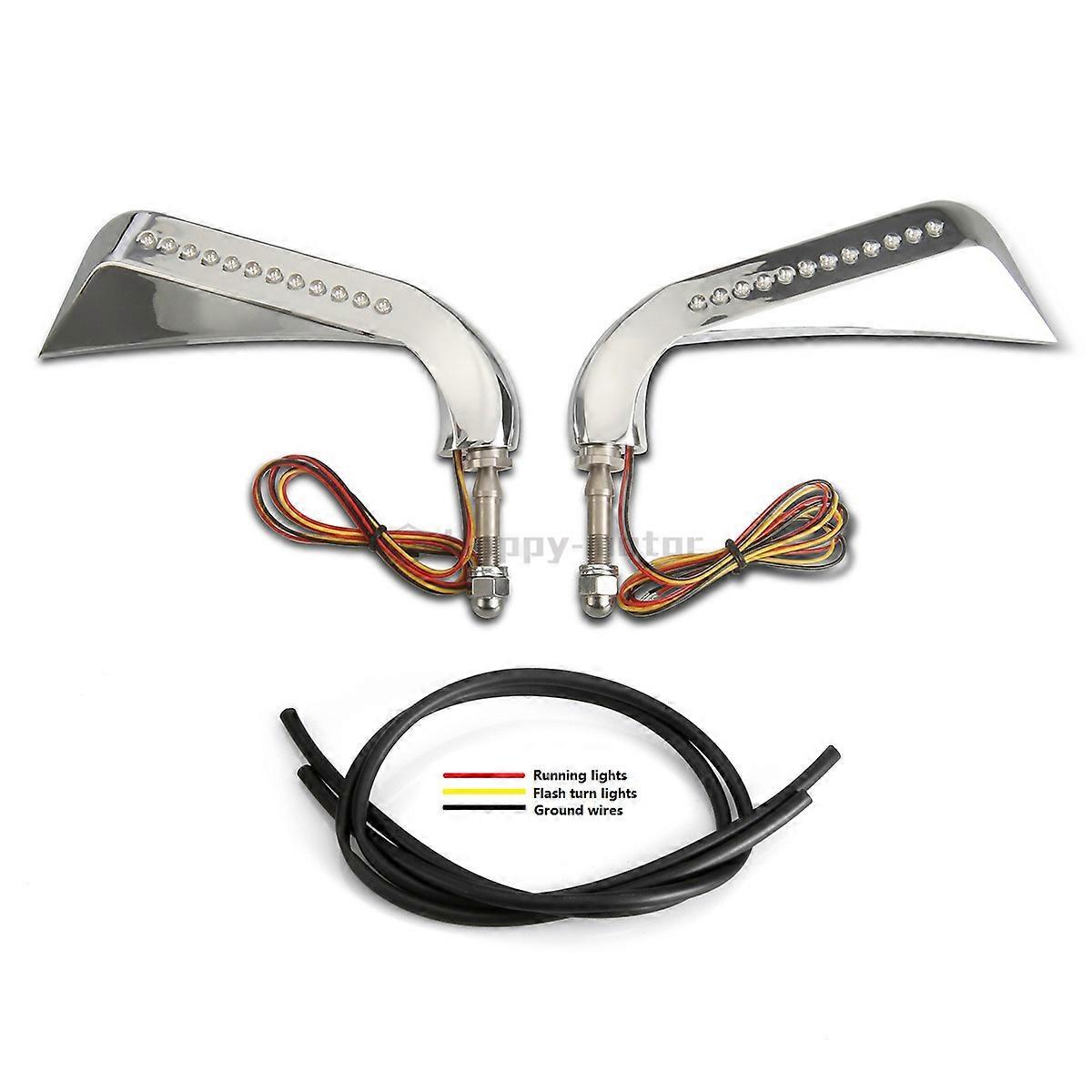 2X 5/16&quot;Bolt Rearview Mirrors Motorcycle LED Turn Signal Light Scythe Rear View Side Mirrors For Harley Custom Bobber Cafe Racer