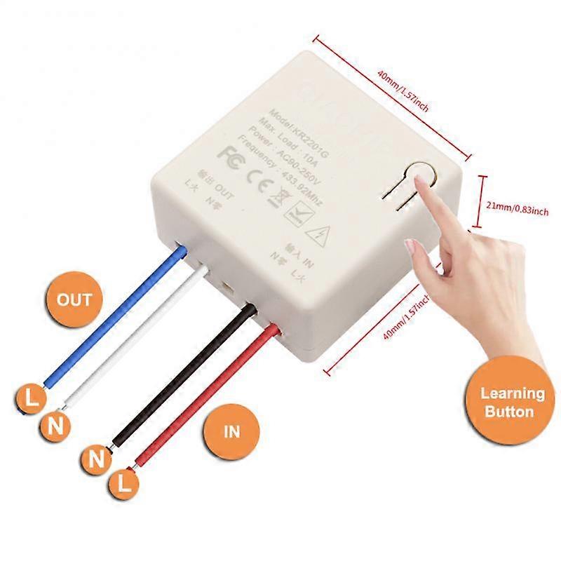 433Mhz Wireless Switch Smart Switch RF Wall Panel Switch Universal Breaker 90V-250V RF Relay Receiver