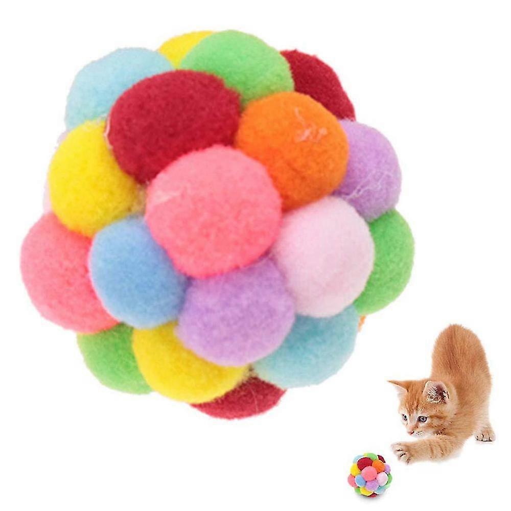 Colourful Cat Ball,handmade Plush Bouncy Ball And Bark Interactive Toy,Seven colors