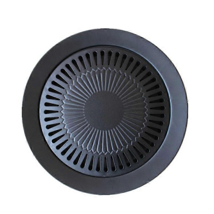 BBQ Grill Plate Non-Stick Round Korean Grill Plate Iron Baking Tray Cooking Kit BBQ Accessory