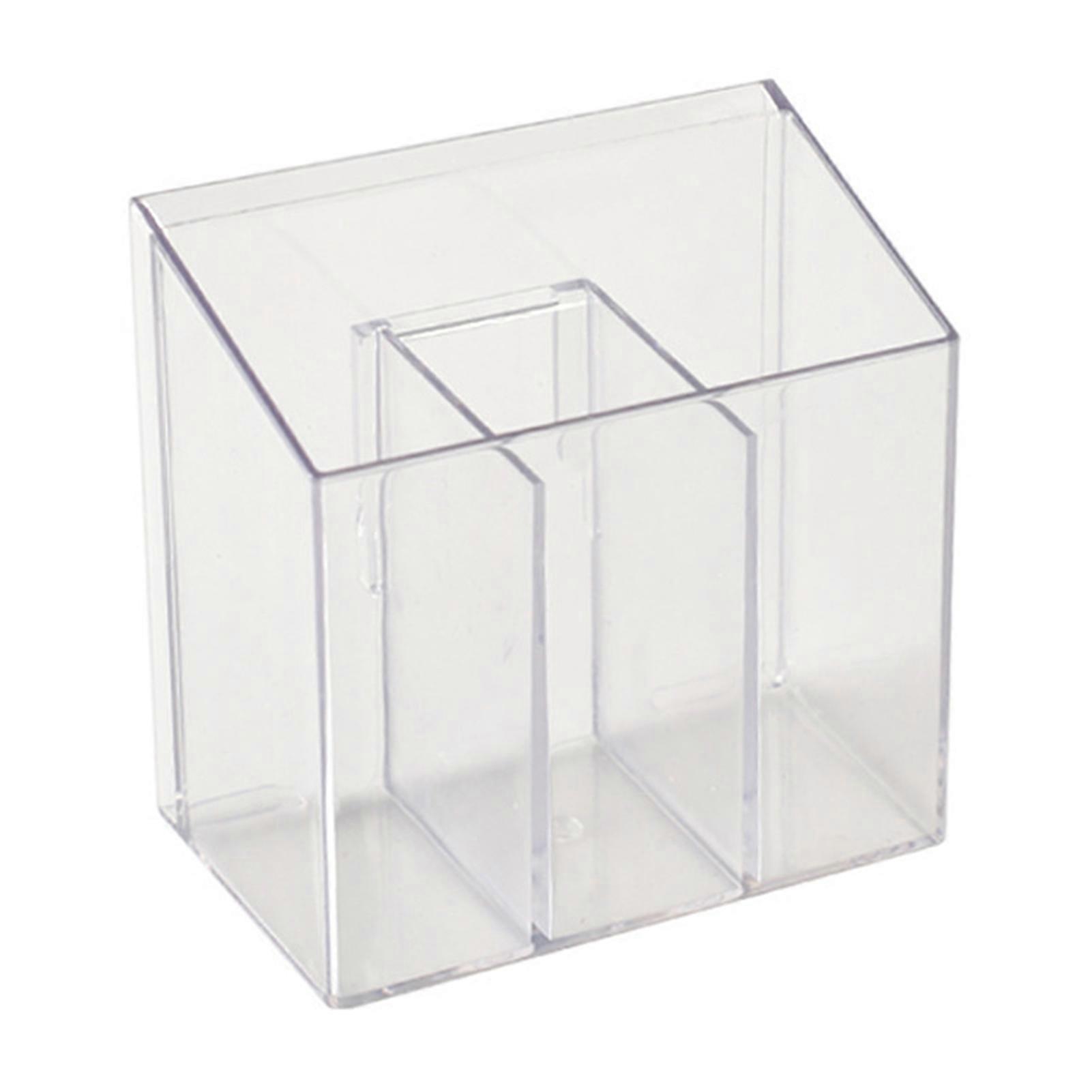 Makeup Brush Holder Clear Wall Mounted Storage Box with Adhesive Hooks Compartmented Cosmetic Organiser for Bathroom Bedroom